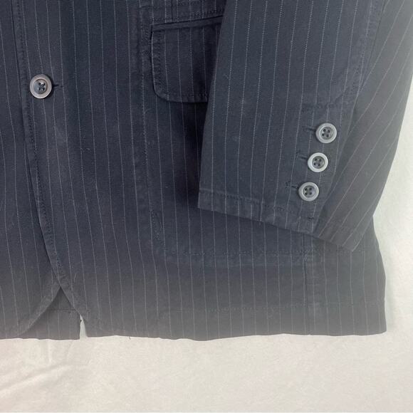 Gap Twill Blazer Mens Medium Navy Blue Pin Striped Preppy Summer Casual Nautical - Picture 6 of 13